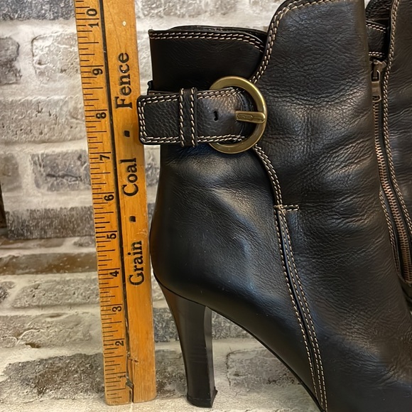 Coach Nancie Soft Calf Black Pebbled Leather Heeled Bootie Made in Italy - Picture 13 of 16